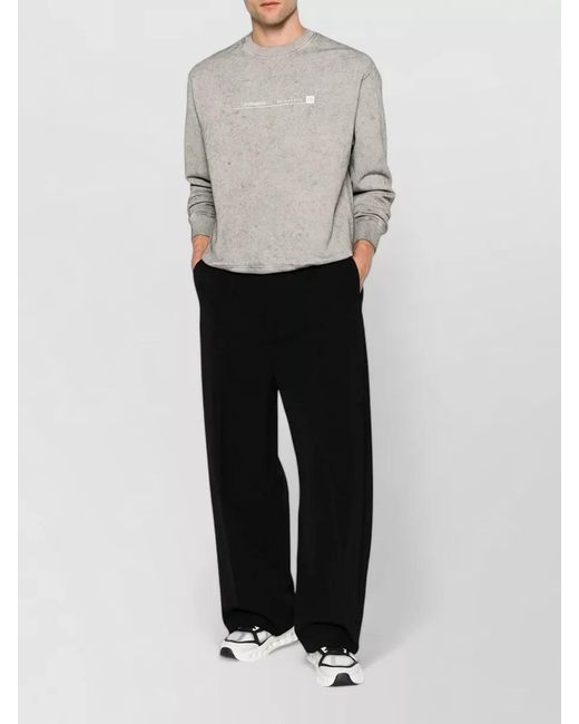 C P Company Gray Crew Neck Sweatshirt Long Sleeves Ribbed Edges for men