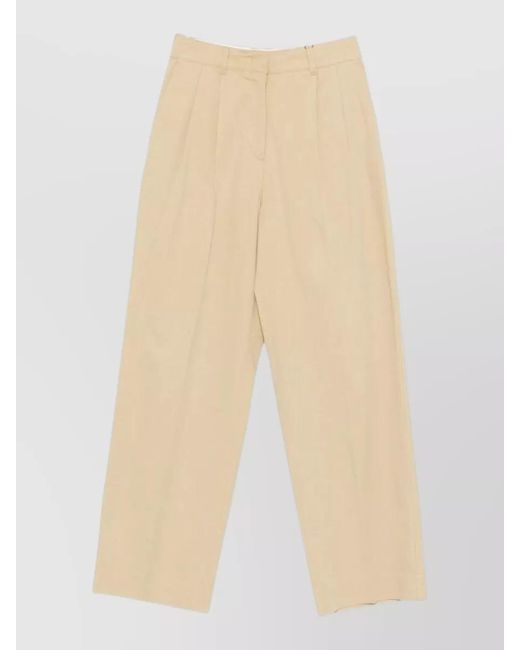 DUNST Natural Wide Leg Chino Trousers Belt Loops
