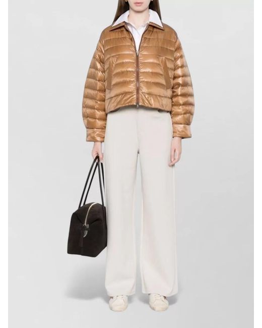 Herno Natural Down Jacket Pointed Collar Long Sleeves