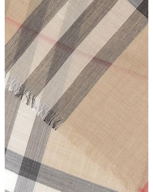 Burberry Natural Wool Silk Check Scarf