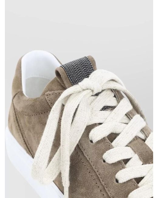 Brunello Cucinelli Metallic Suede Leather Low-Top Sneakers
