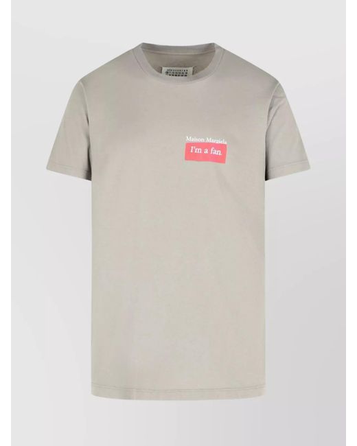 Maison Margiela Gray Cotton T-Shirt With Graphic Print And Short Sleeves for men