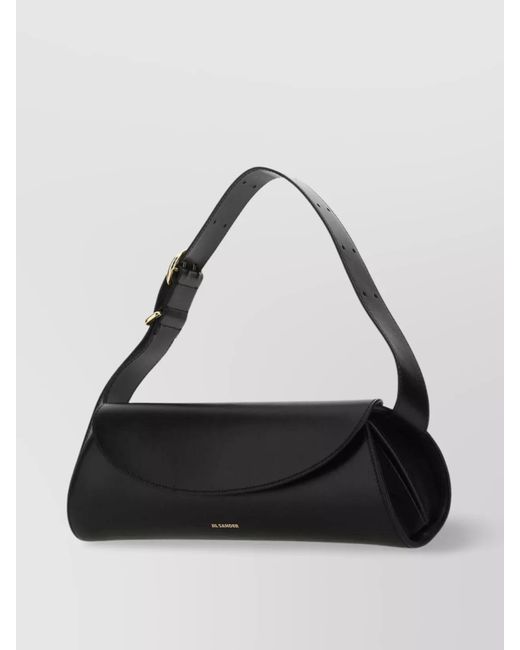 Jil Sander Black Cannolo Large Leather Shoulder Bag