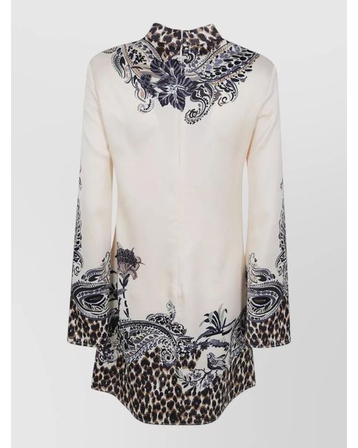 Etro Gray Printed Mini Dress