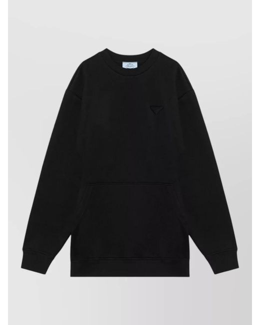 Prada Black Long Sleeve Crew Neck Top Pocket