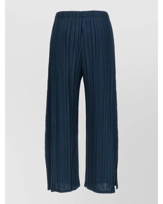 Pleats Please Issey Miyake Blue Mellow Pleats Wide-Leg Trousers