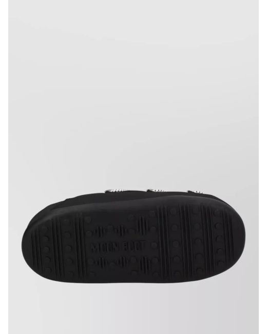Moon Boot Black Flat Sole Rope Detail Round Toe Slippers