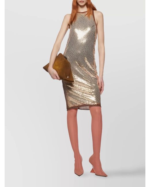 The Attico Natural Sequin-Embellished Sleeveless Mini Dress