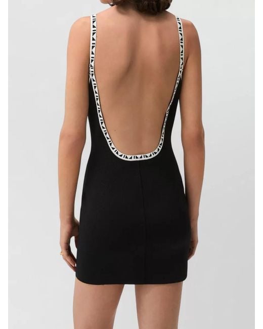 Versace Black Stretch Viscose Mini Dress Jacquard Trim