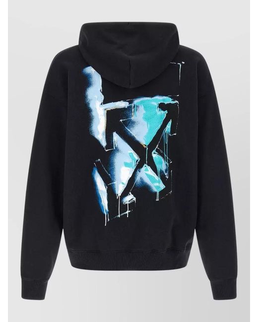Off-White c/o Virgil Abloh Blue Spray Arrow Skate Hooded Knit Sweatshirt for men