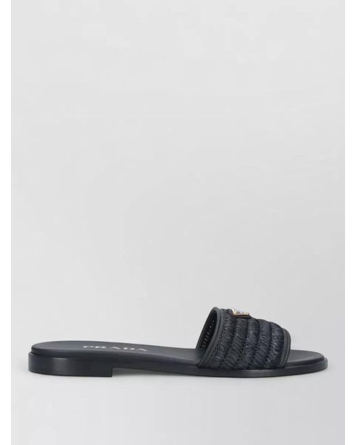 Prada Multicolor Raffia Heeled Slides
