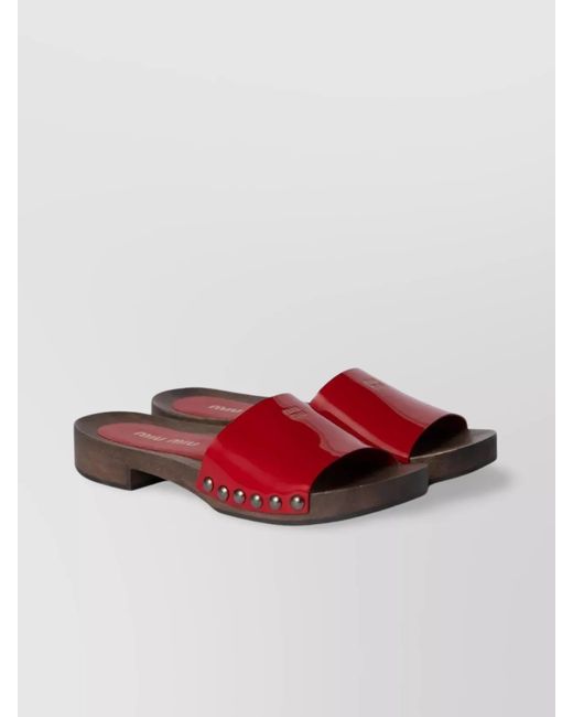 Miu Miu Red Patent Leather Sandals