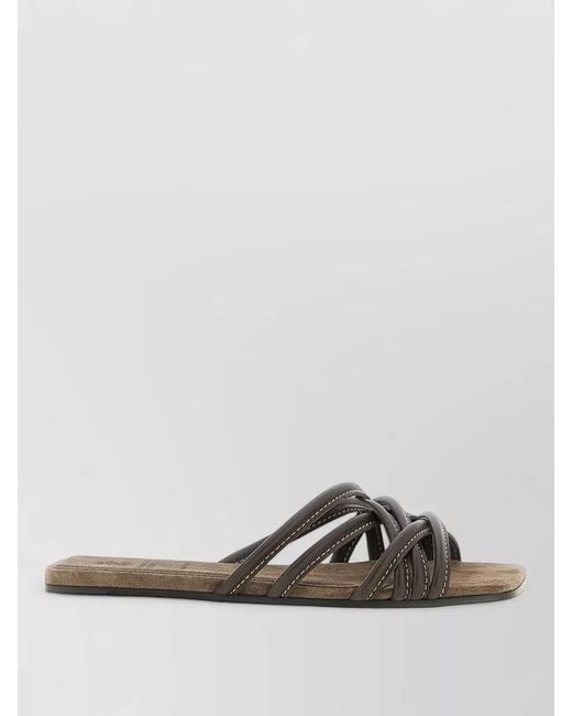 Brunello Cucinelli Multicolor Leather Flat Sandals