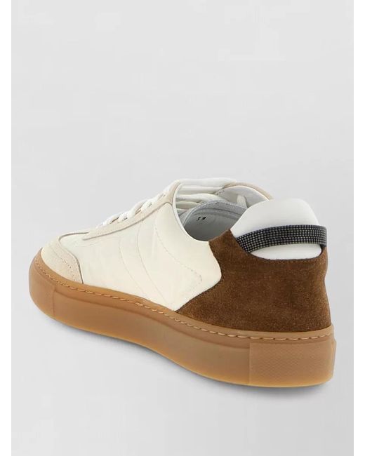 Brunello Cucinelli White Leather Low-Top Sneakers