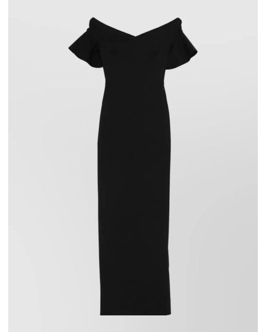 Solace London Black Off-Shoulder Short-Sleeve Maxi Dress
