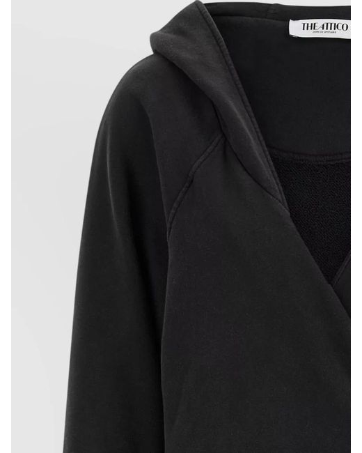 The Attico Black Cotton Hooded Mini Dress