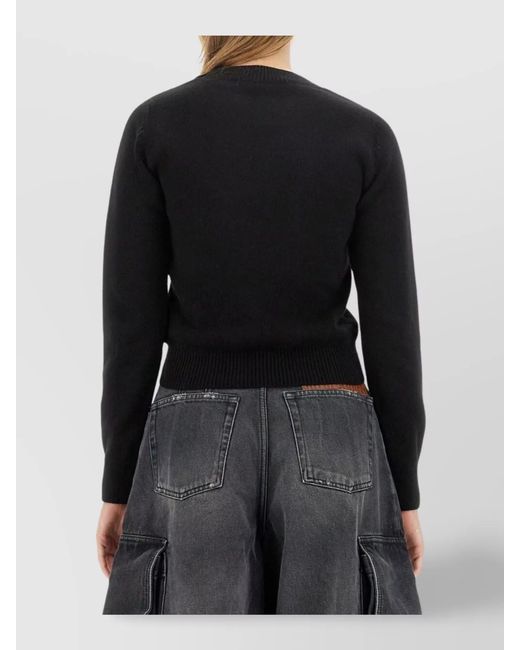 Palm Angels Black Cashmere Cropped Knitted Jumper