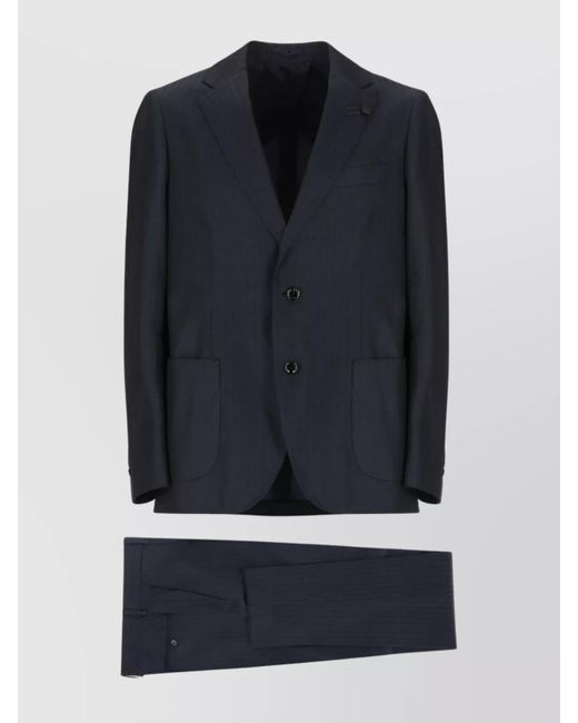 Lardini Blue Tailored Double-Breasted Suit With Peak Lapel for men