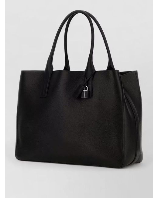 Tom Ford Black Leather Shopping Tote Bag Top Handles for men