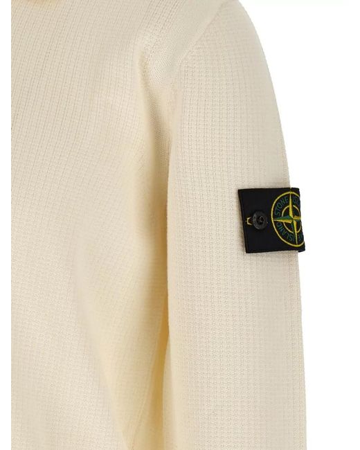 Stone Island Natural Long Sleeve Ribbed Polo Knitwear 5100024 for men