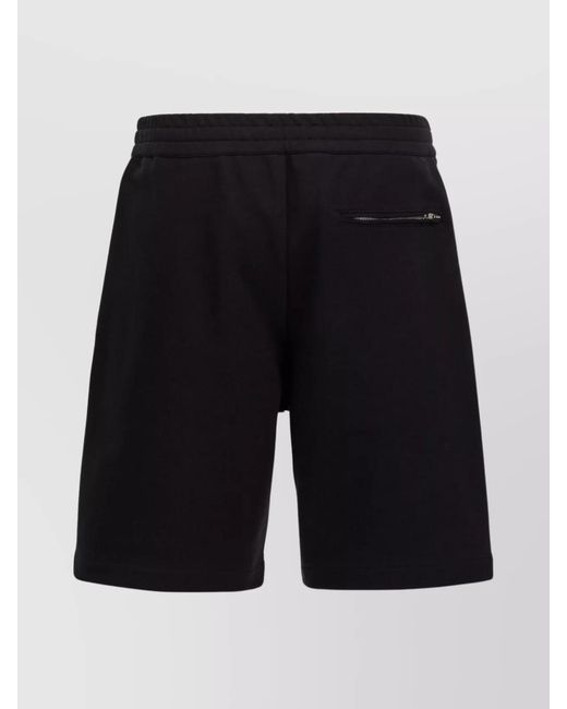 McQueen Black Cotton Logo-Print Bermuda Shorts for men