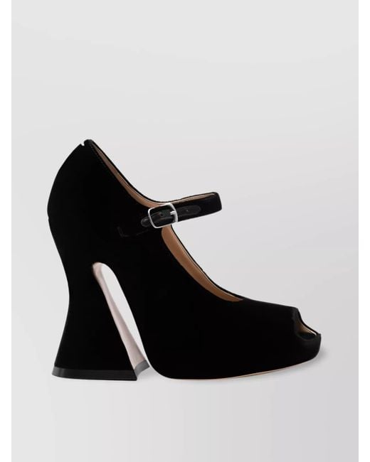 Maison Margiela Black Velvet Peep-Toe Sandals
