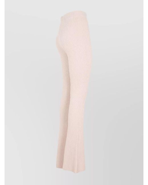Peserico Pink Ribbed Knit Flared Trousers