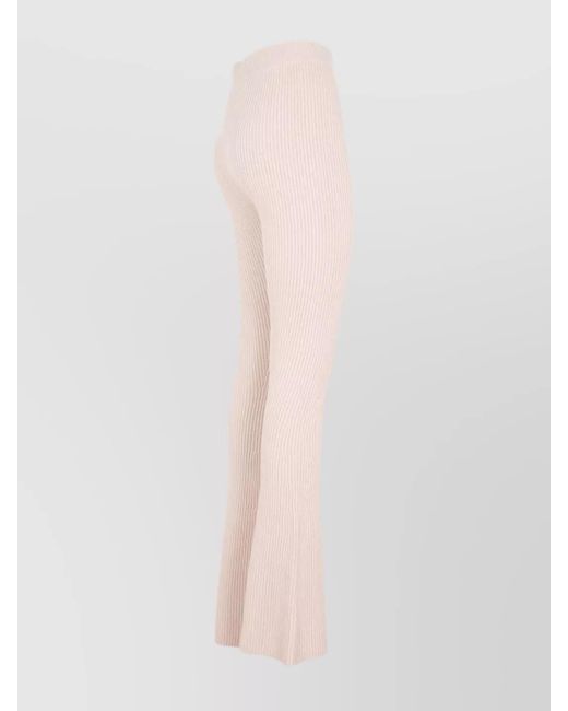 Peserico Pink Ribbed Knit Flared Trousers
