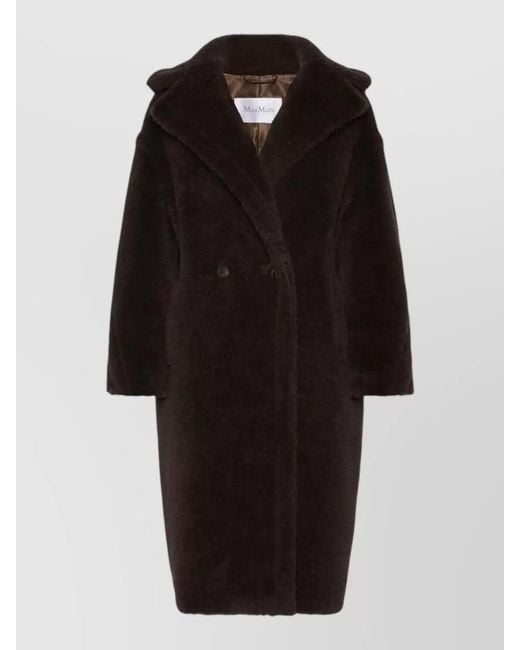 Max Mara Black Double Breasted Long Coat Relaxed Fit