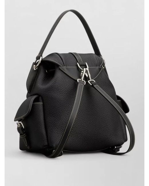 Tod's Black Mini Leather Bucket Backpack Contrast Stitching