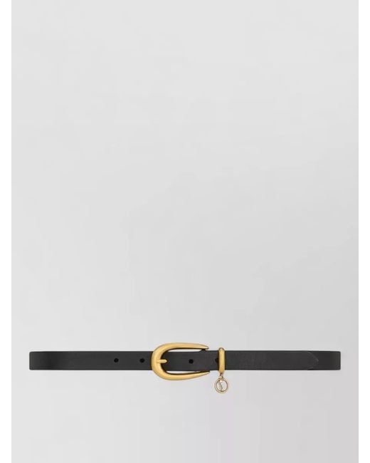 Saint Laurent Gray Cassandre Charm Thin Leather Belt U Buckle