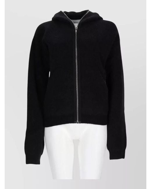 Rick Owens Black Hooded Knit Sweater Long Sleeves