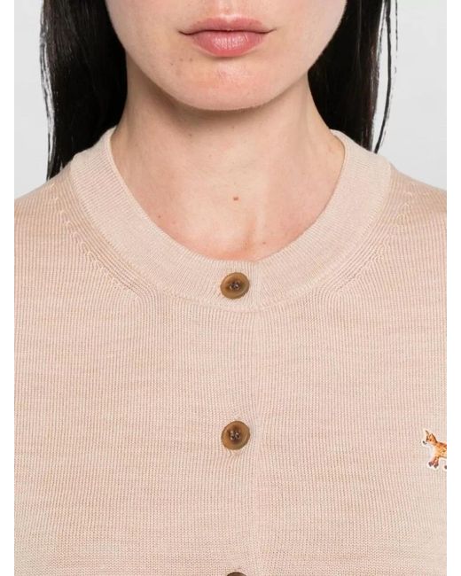 Maison Kitsuné Pink Baby Fox Wool Knit Crew Cardigan