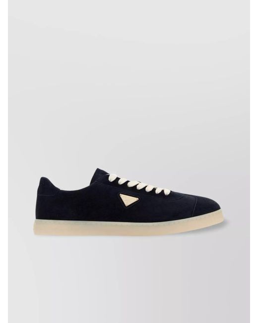 Prada Black Low-Top Suede Sneakers With Rubber Sole for men