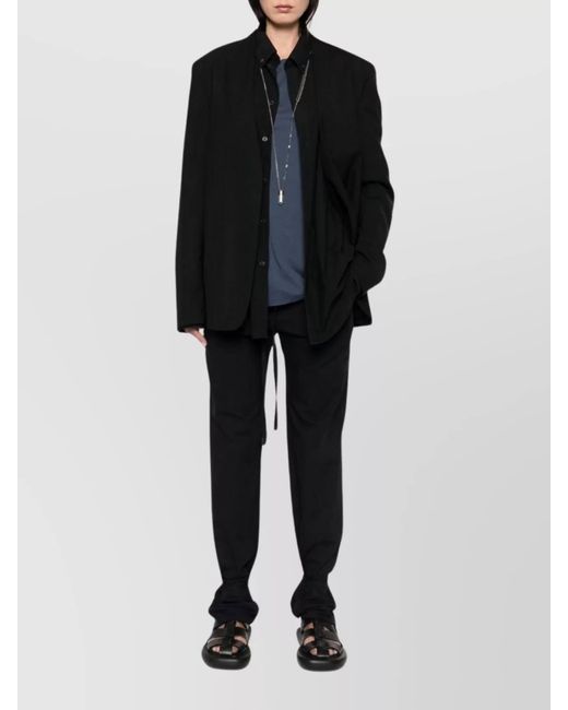 Lemaire Black Cotton Mid-Rise Straight-Leg Trousers