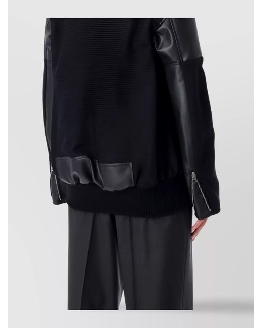 Junya Watanabe Blue Modern Biker Jacket With Wool And Leather