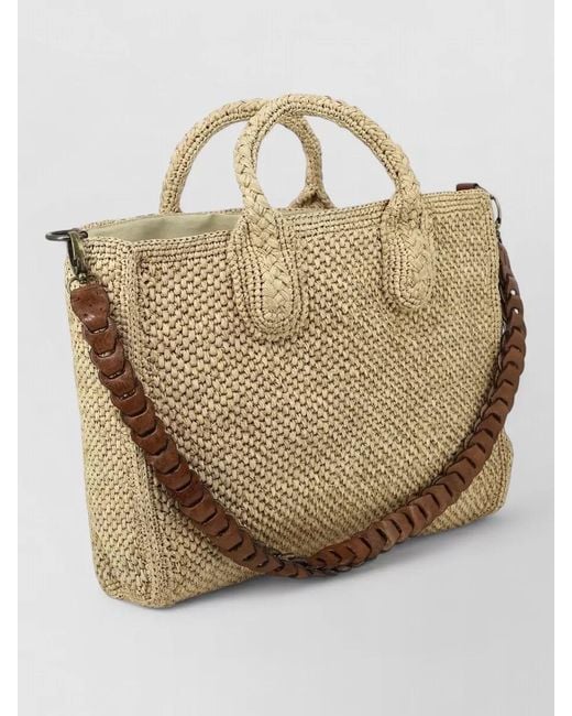 IBELIV Natural Crossbody Bag Detachable Strap Top Handles Woven