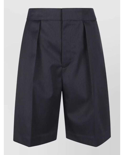 Victoria Beckham Blue Tailored Shorts Pleated Front Back Pockets