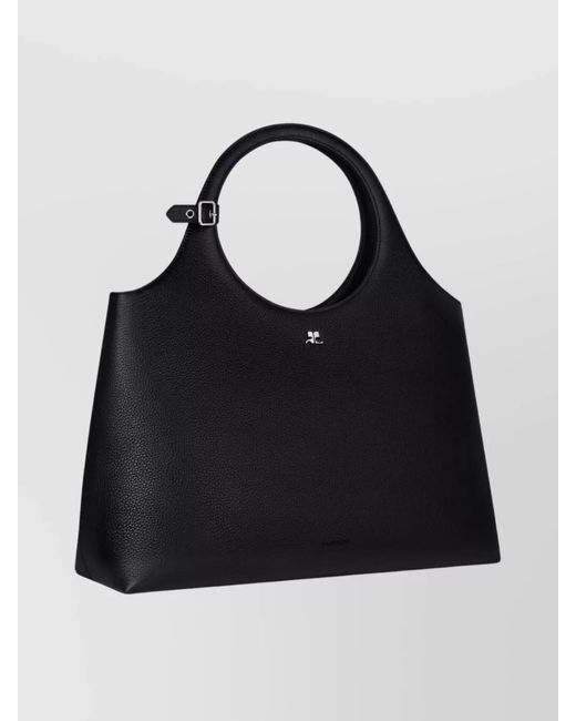 Courreges Black Large Leather Shoulder Bag