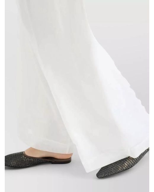 Brunello Cucinelli White Mesh Flat Mule Sandal Pointed Toe