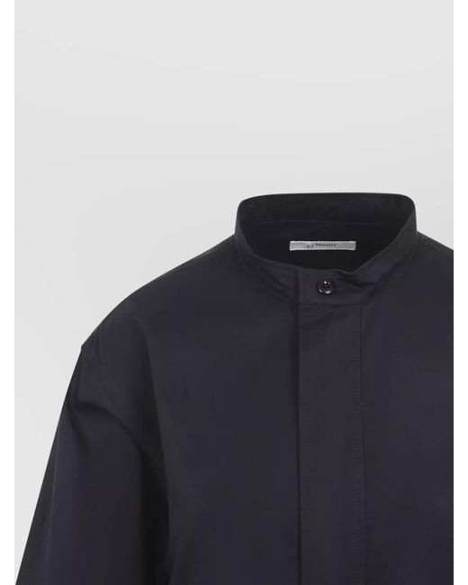 Lemaire Blue Belted Cotton Satin Midi Shirt Dress