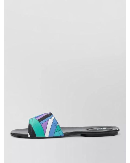 Emilio Pucci Blue Yummy Slide Sandal Open Toe Rubber Sole