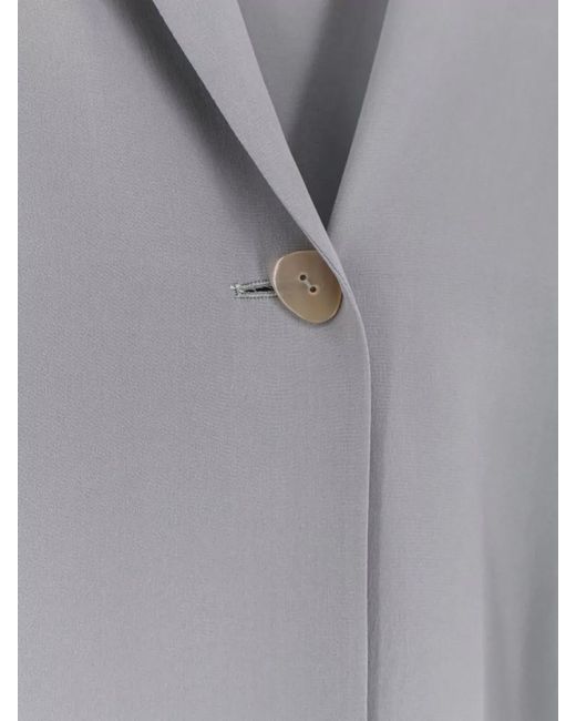 Alysi Gray Silk Blazer Long Sleeves Notched Lapel