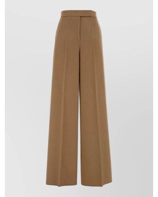 Max Mara Natural Flannel Filato High Waist Wide Leg Pants