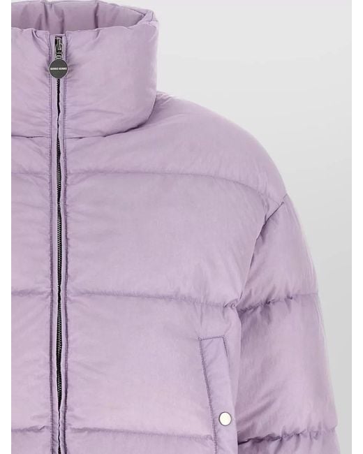 Ienki Ienki Purple Down Jacket High Collar Quilted Design