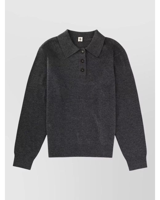 THE GARMENT Gray Polo Shirt Como Collared Ribbed Cuffs Hem