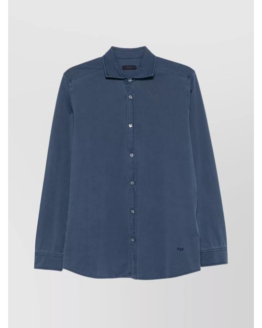 Fay Blue Collared Shirt With Buttoned Cuffs And Cuffed Sleeves for men