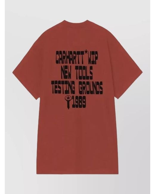 Carhartt Red Organic Cotton Blocks Graphic Crew Neck T-Shirt for men