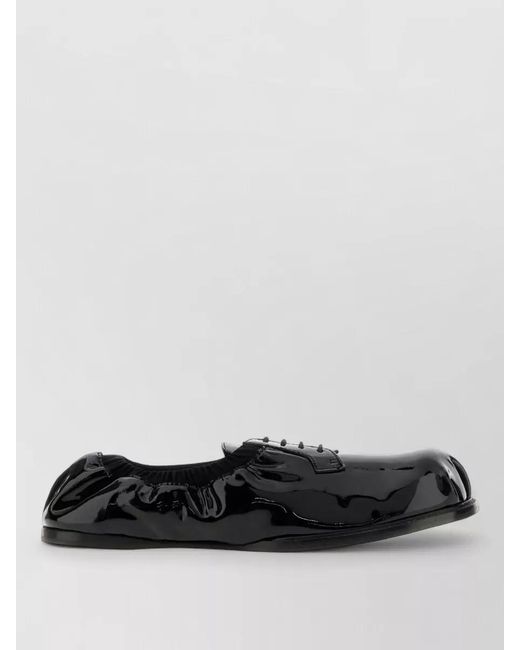 Moschino White Leather Lace-Up Ballerina Shoes