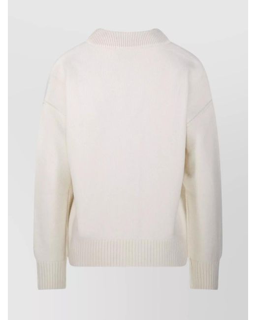 AMI Natural Merino Wool V-Neck Cardigan